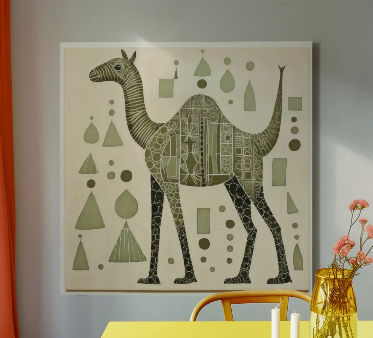 Chameau vert 2 toile de Minimal Animal Art