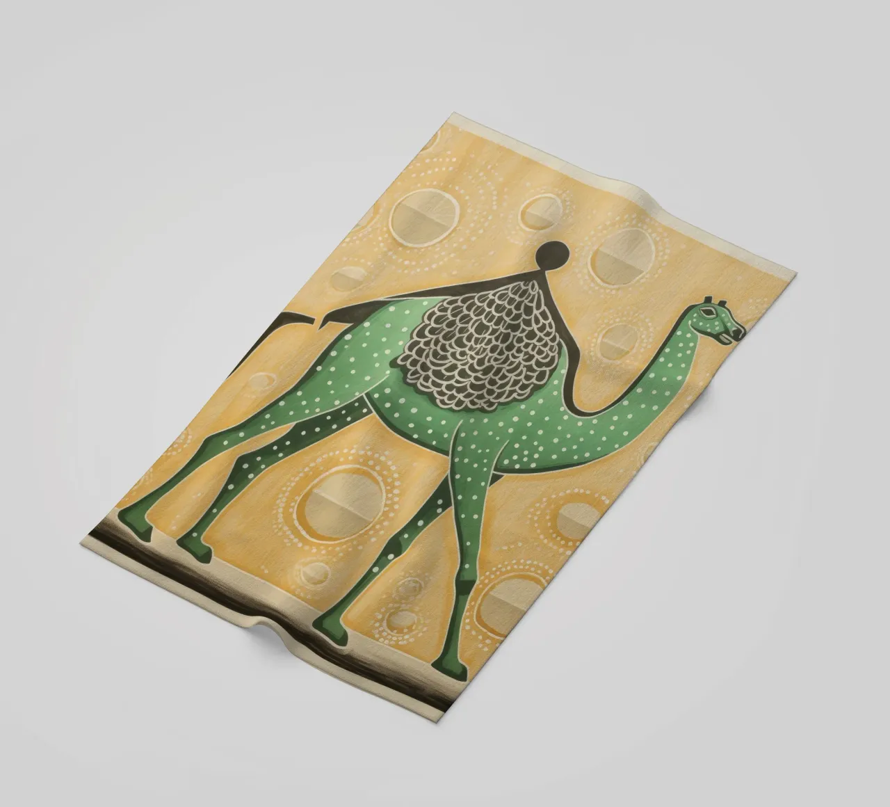 Cammello verde 3 telo mare da Minimal Animal Art