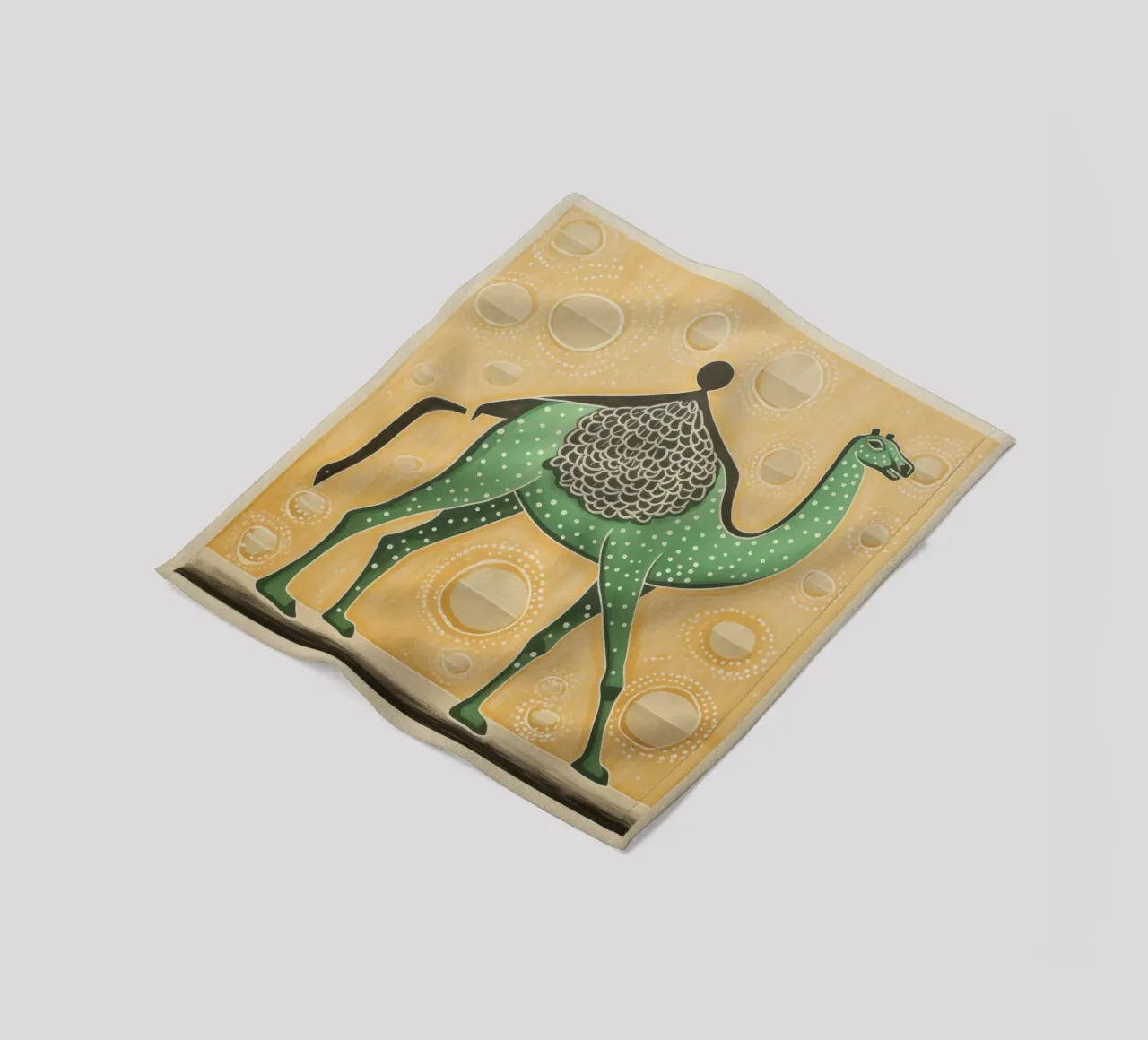 Green Camel 3 fleece blanket by Minimal Animal Art