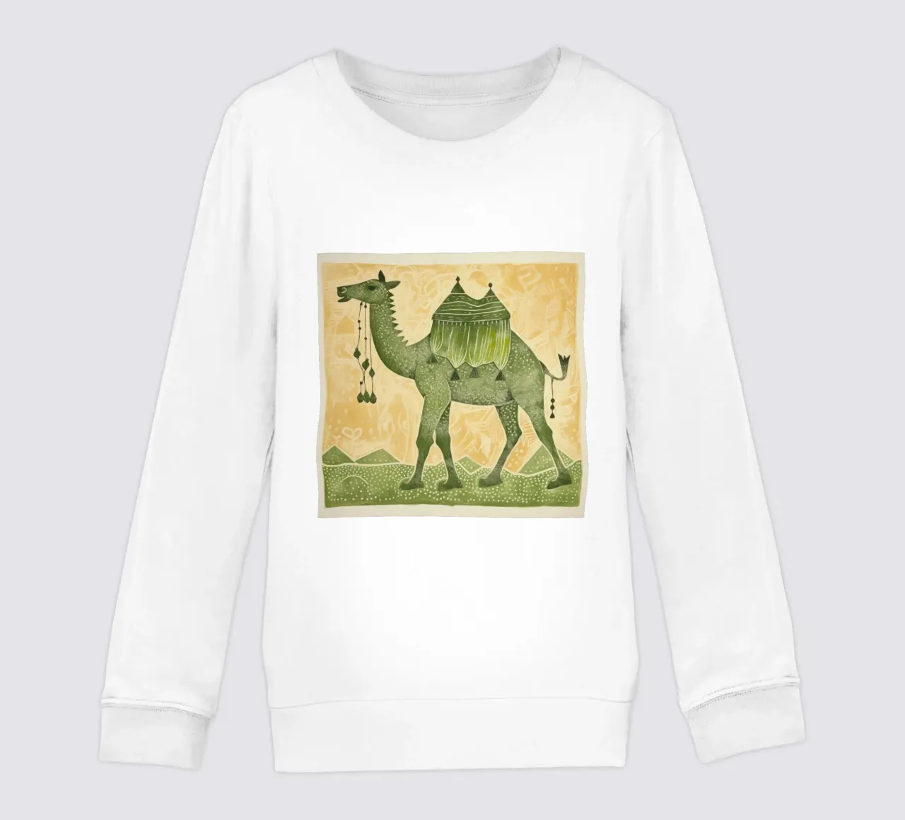 Cammello verde 4 felpa bambino da Minimal Animal Art