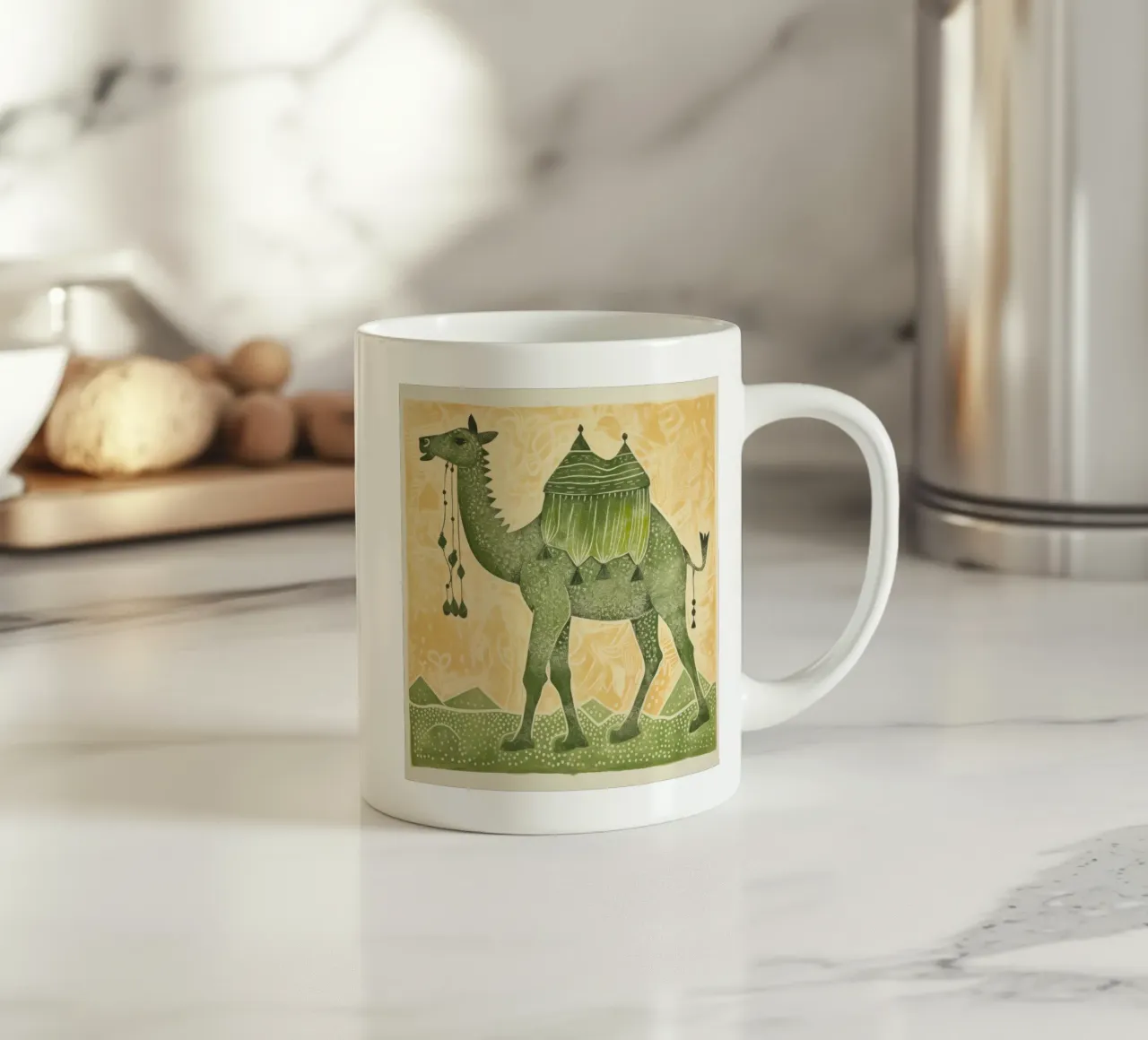 Cammello verde 4 tazza in ceramica da Minimal Animal Art