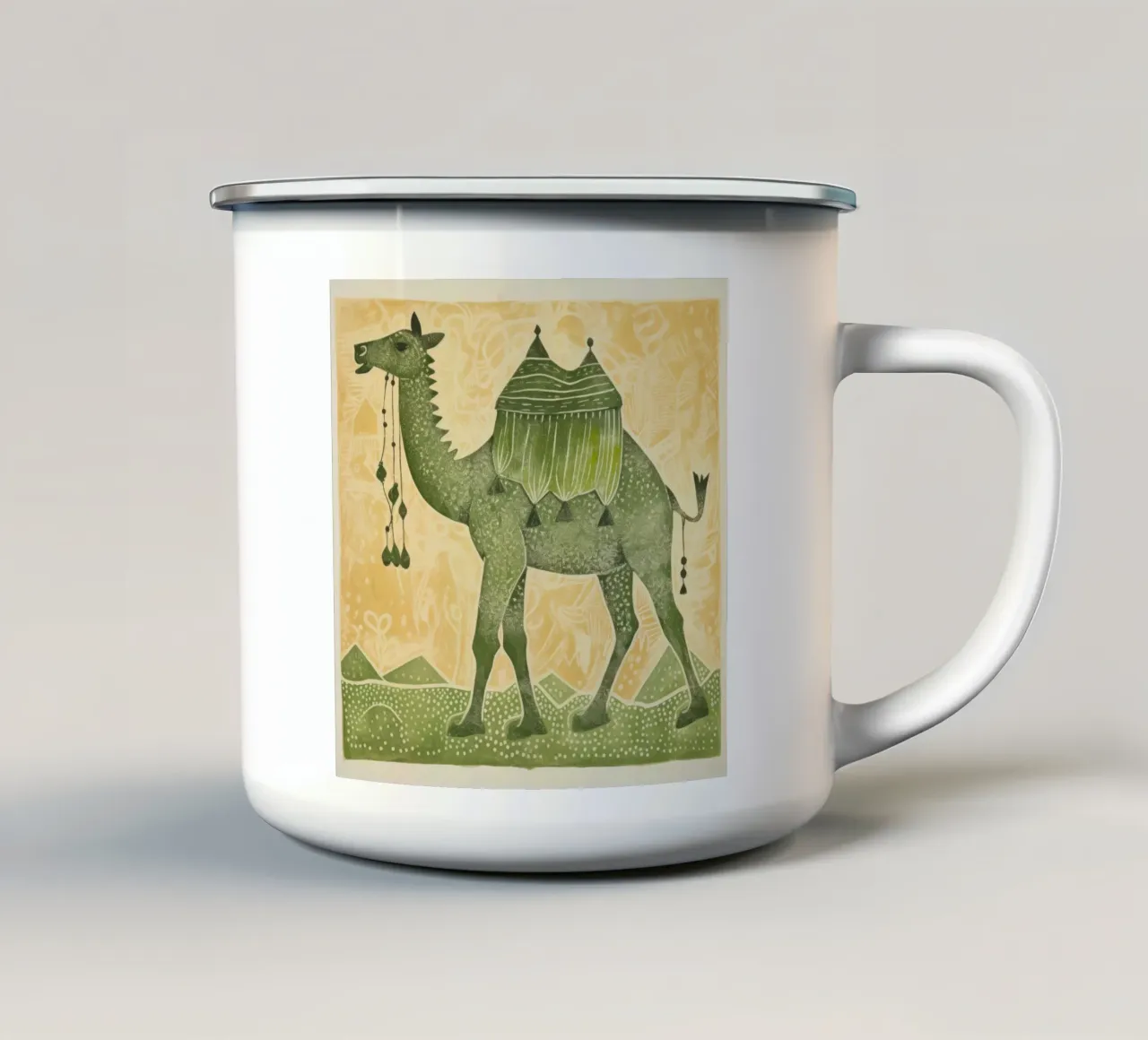Cammello verde 4 tazza in smalto da Minimal Animal Art