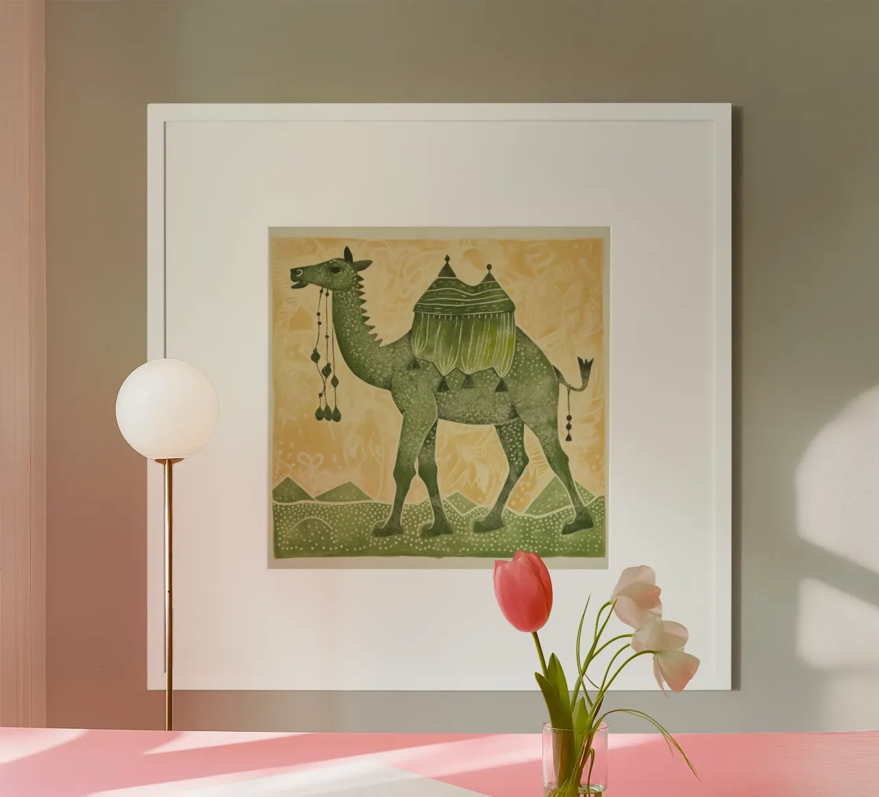 Grünes Kamel 4 Hahnemühle von Minimal Animal Art