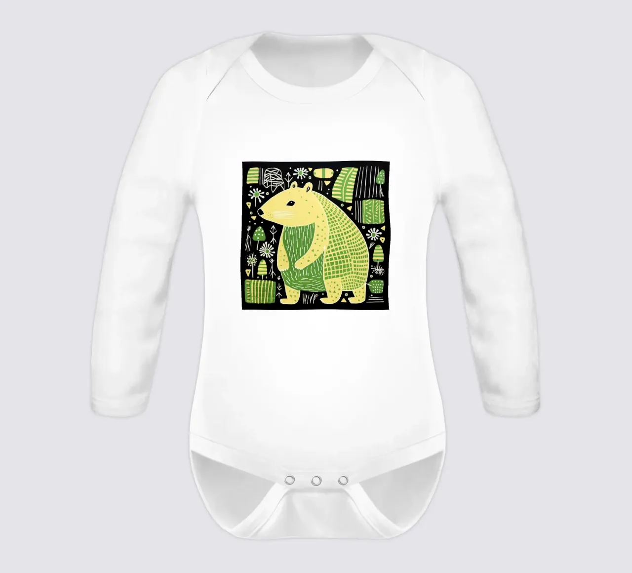 Capybara vert 1 body manches longues de Minimal Animal Art