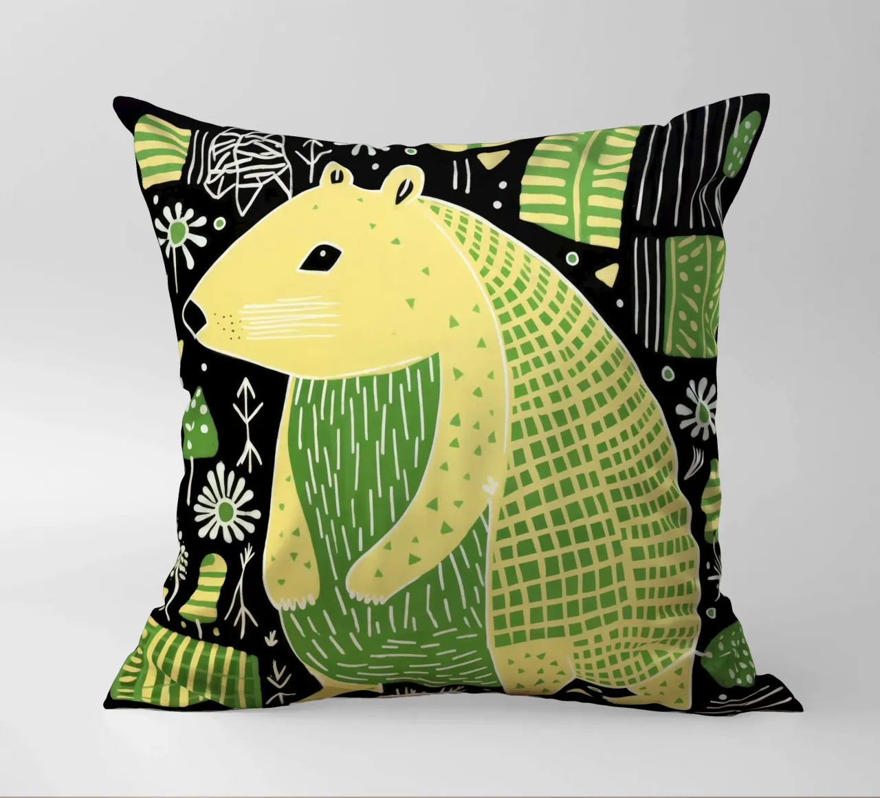 Capibara verde 1 cuscino da Minimal Animal Art