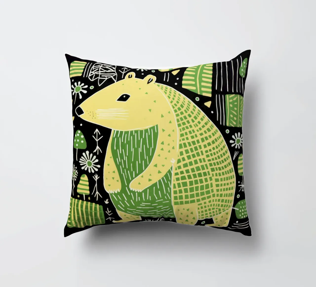 Capibara verde 1 cuscino da Minimal Animal Art