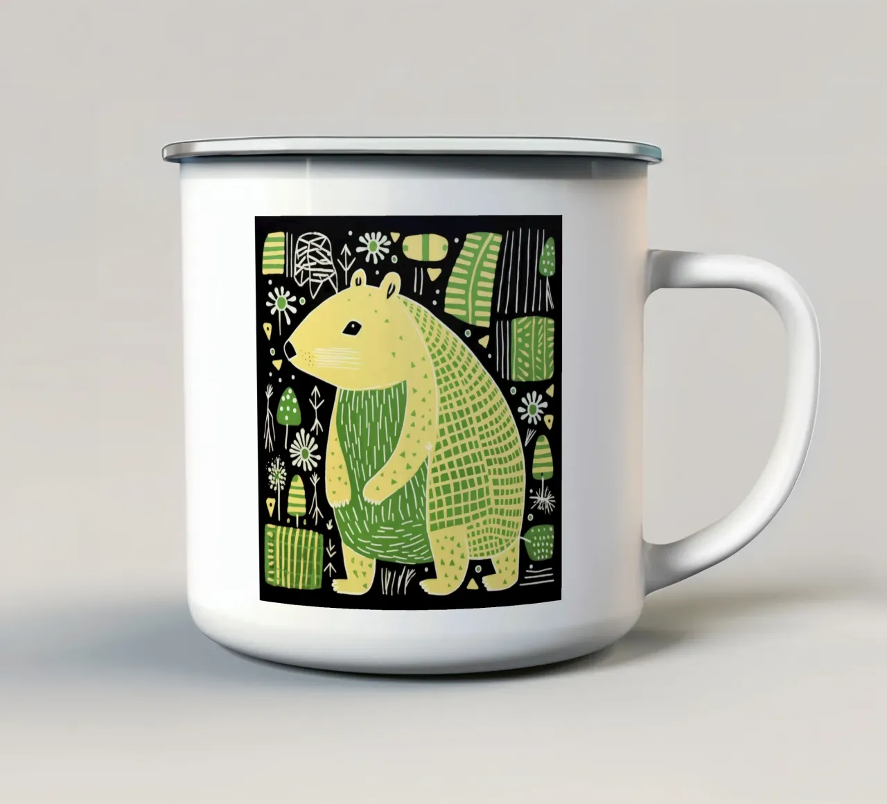 Capibara verde 1 tazza in smalto da Minimal Animal Art