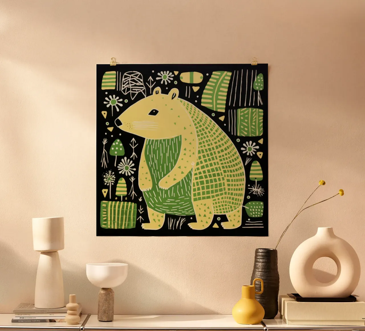 Capybara vert 1 poster de Minimal Animal Art