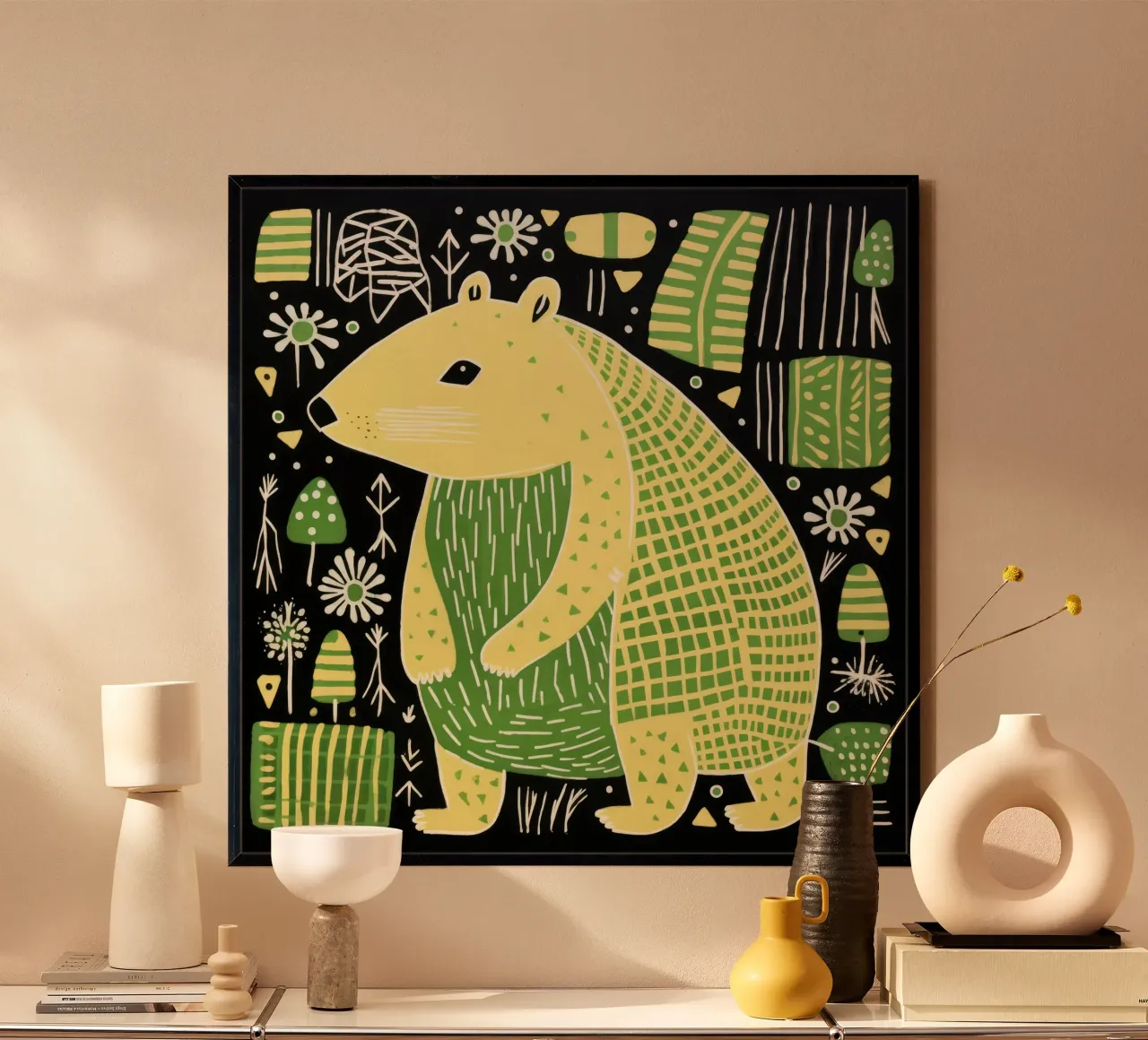 Capybara vert 1 poster de Minimal Animal Art