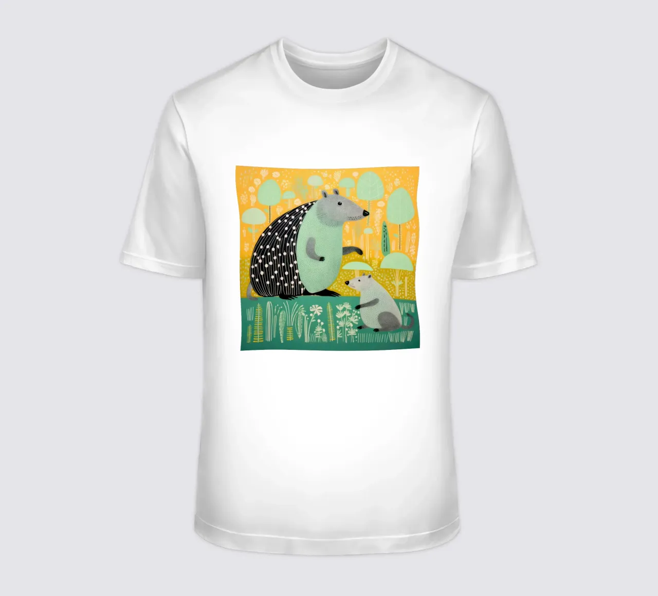 Capibara verde 2 t-shirt da Minimal Animal Art