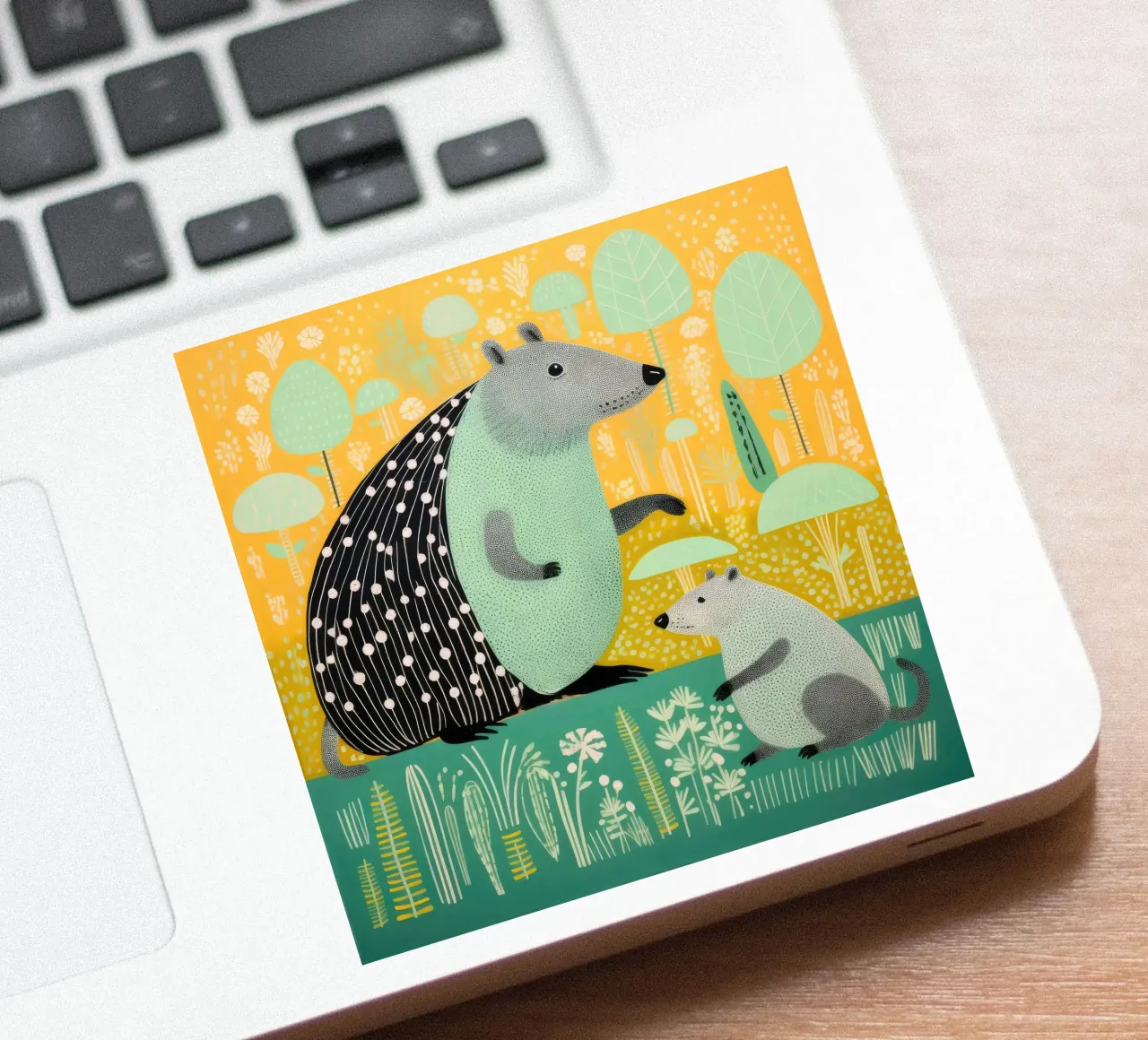 Capybara vert 2 autocollant de Minimal Animal Art