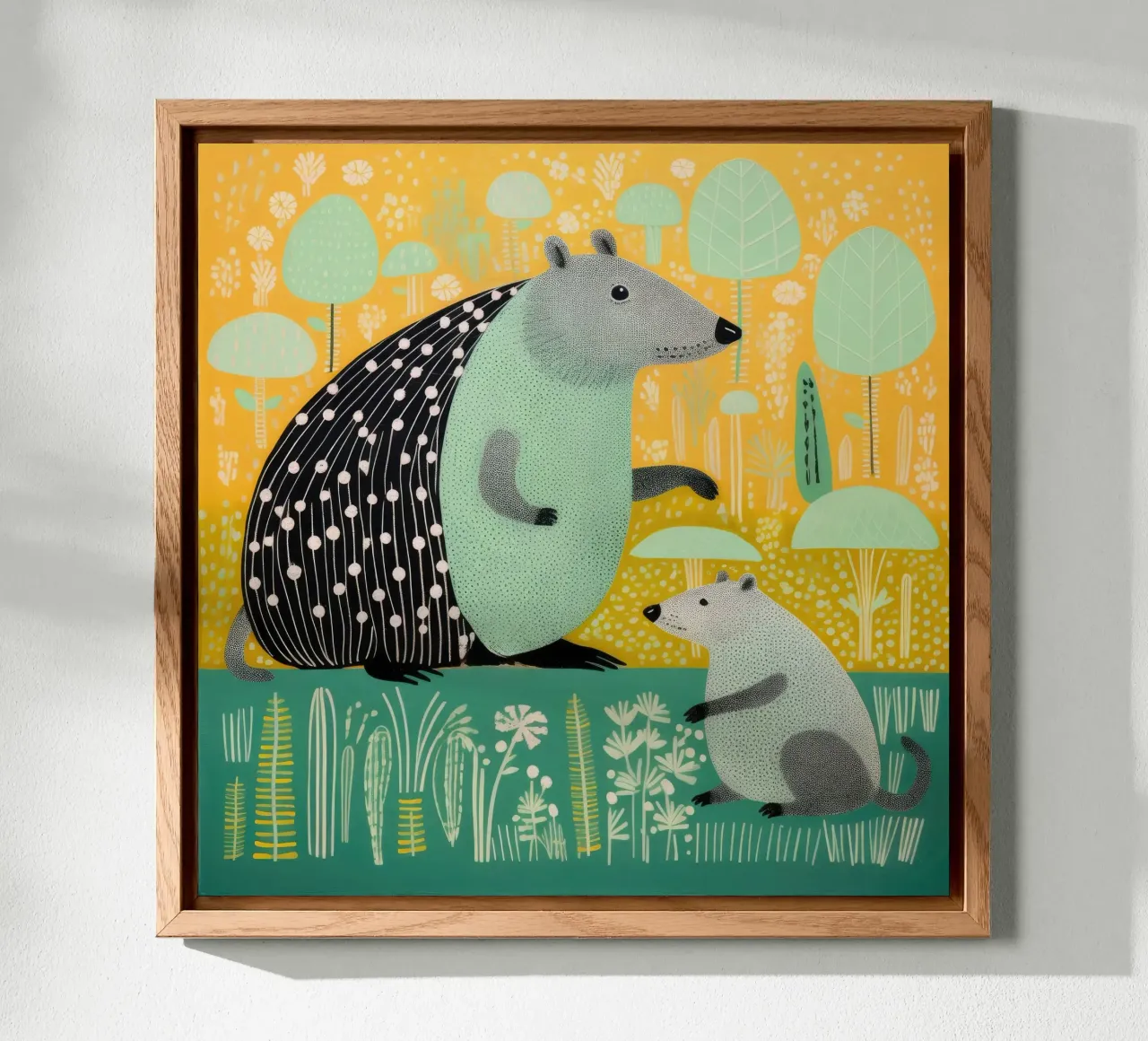 Capibara verde 2 alluminio dibond da Minimal Animal Art