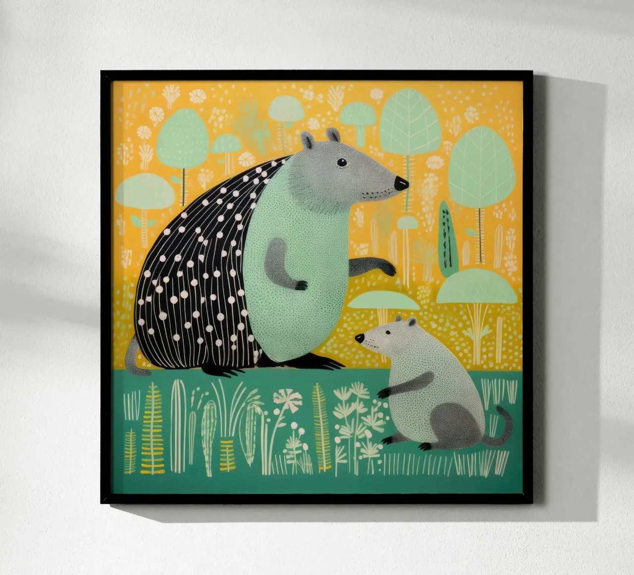 Capybara vert 2 hahnemühle de Minimal Animal Art