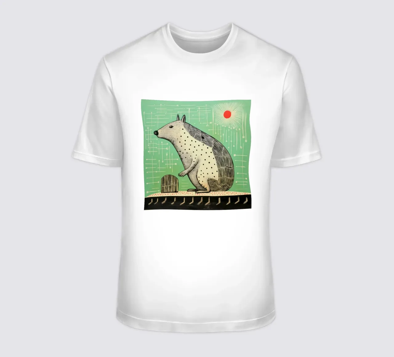 Capibara verde 3 t-shirt da Minimal Animal Art