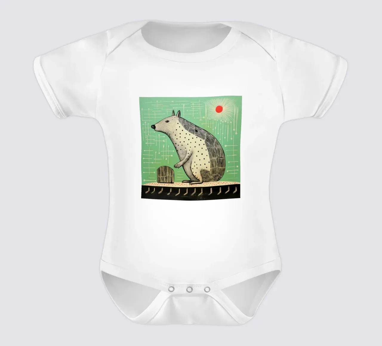Capybara vert 3 body bébé de Minimal Animal Art