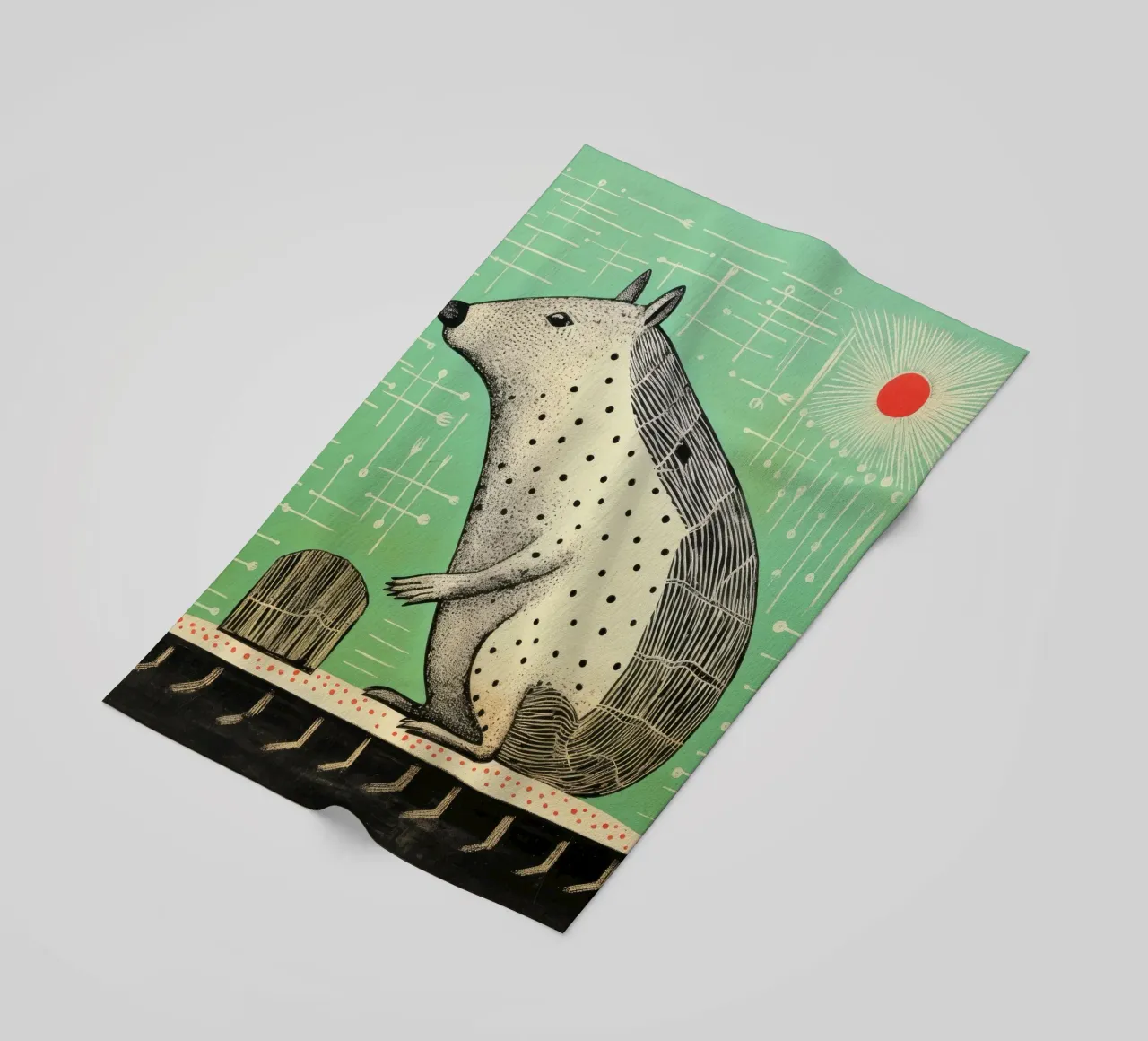 Capibara verde 3 telo mare da Minimal Animal Art