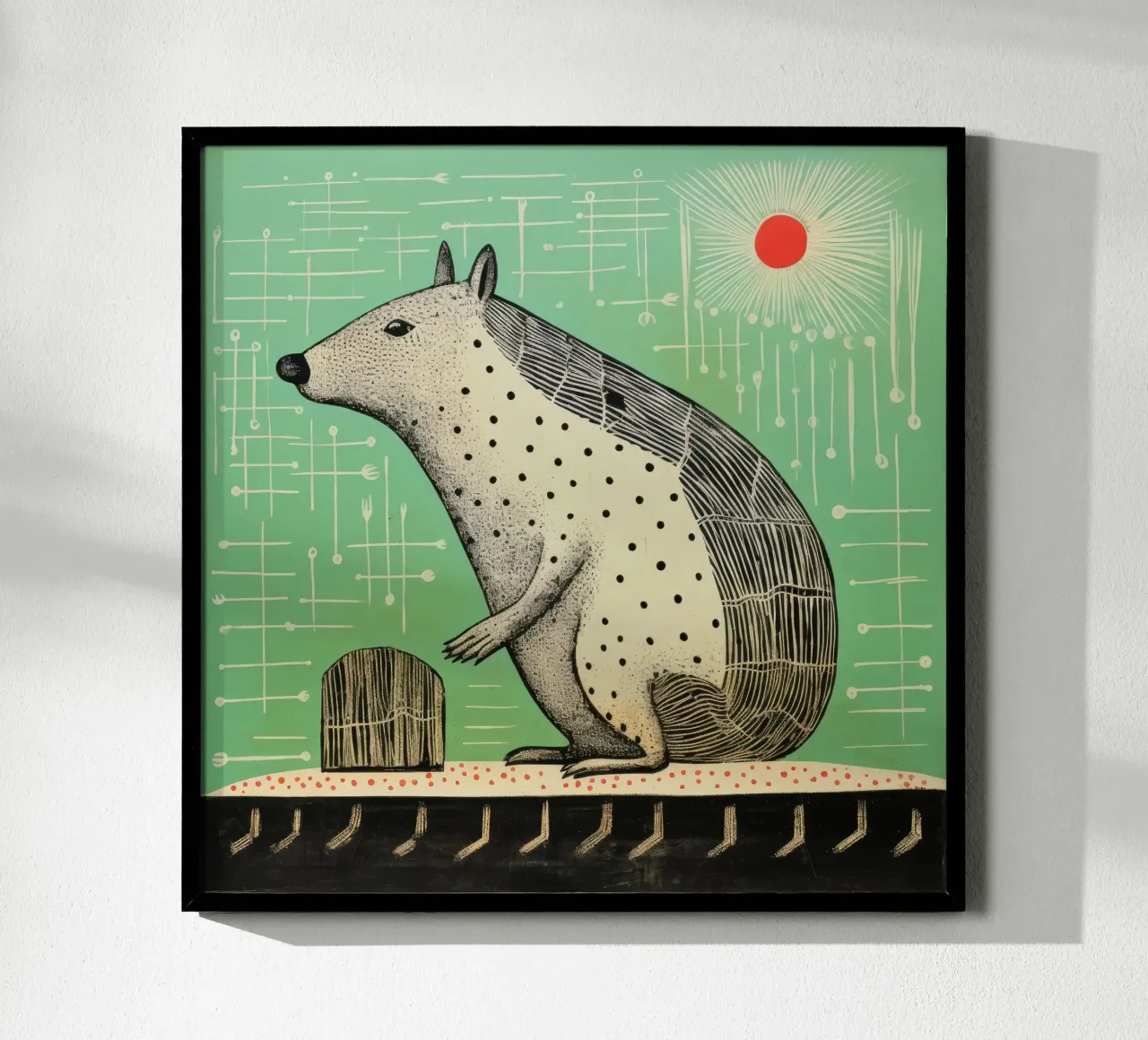 Capibara verde 3 poster da Minimal Animal Art