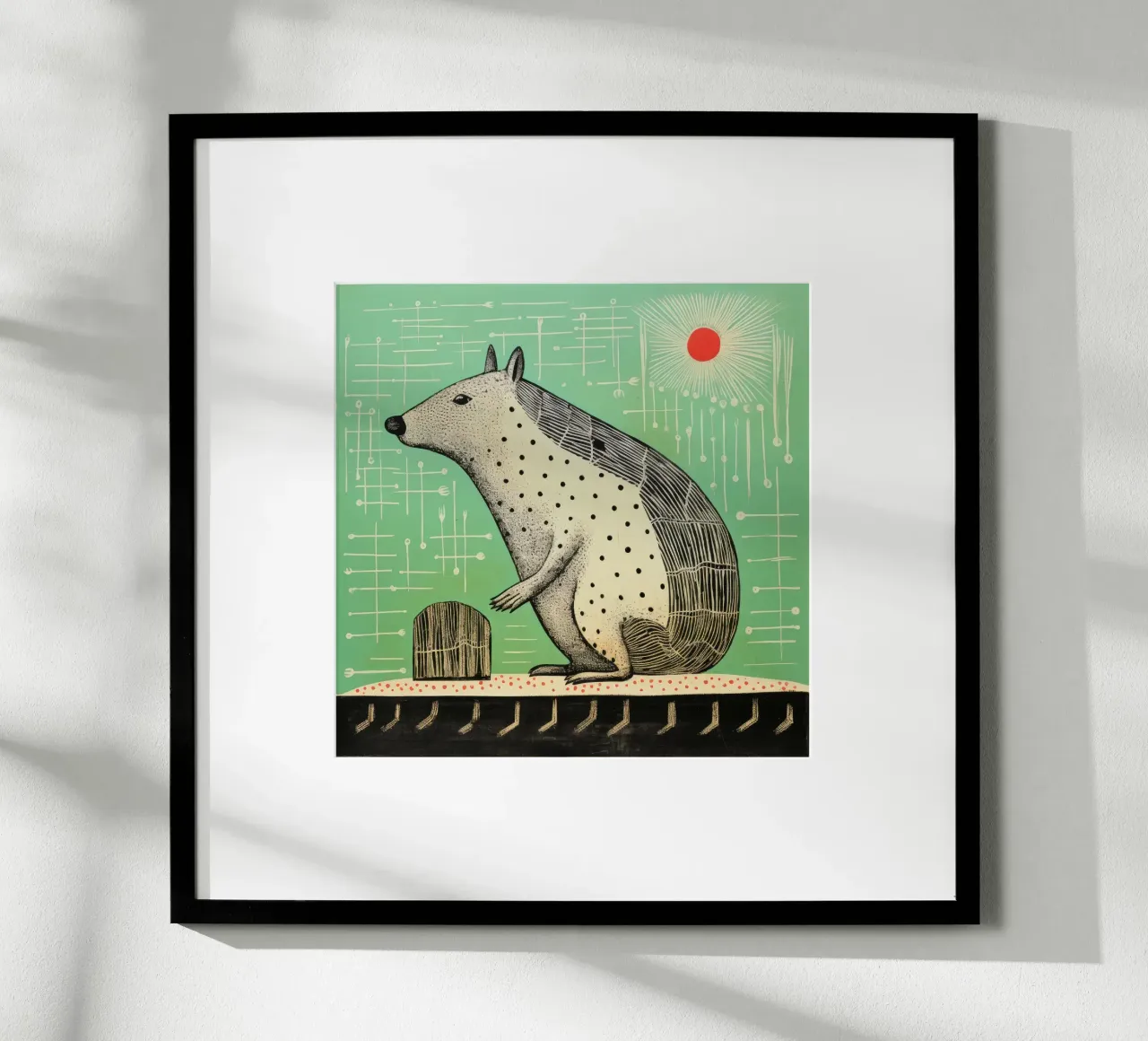 Capibara verde 3 poster da Minimal Animal Art