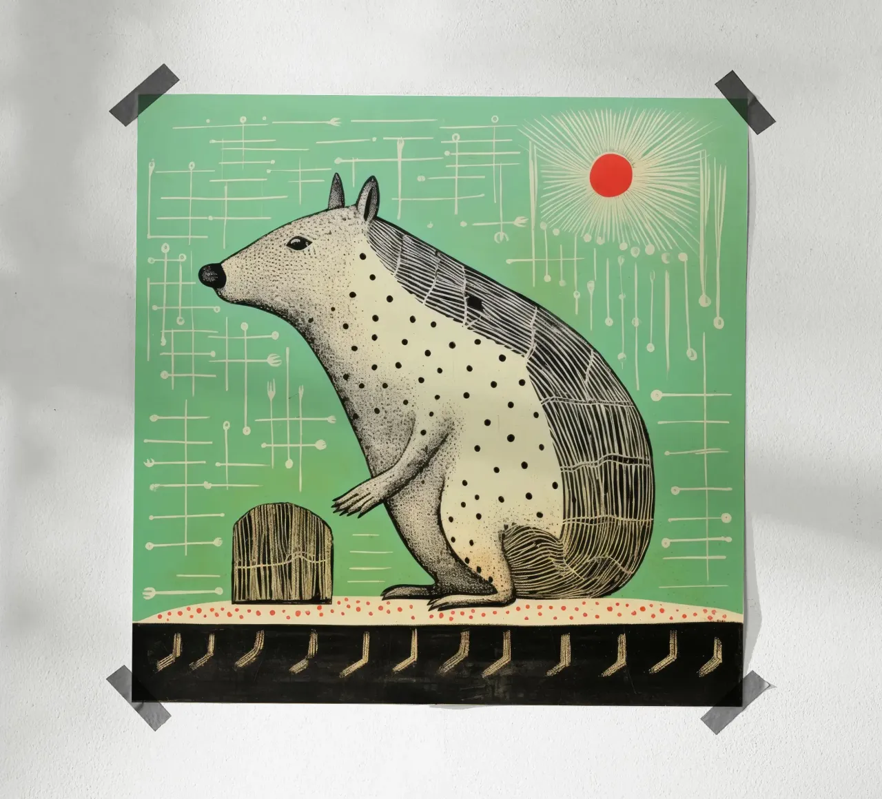 Capibara verde 3 poster da Minimal Animal Art