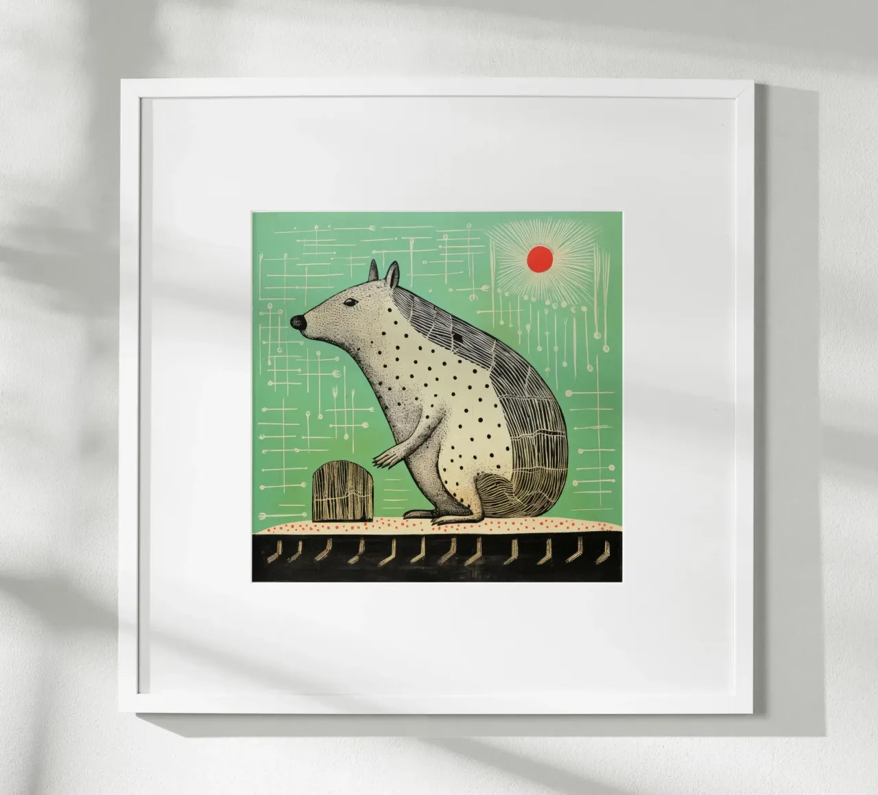 Capibara verde 3 poster da Minimal Animal Art