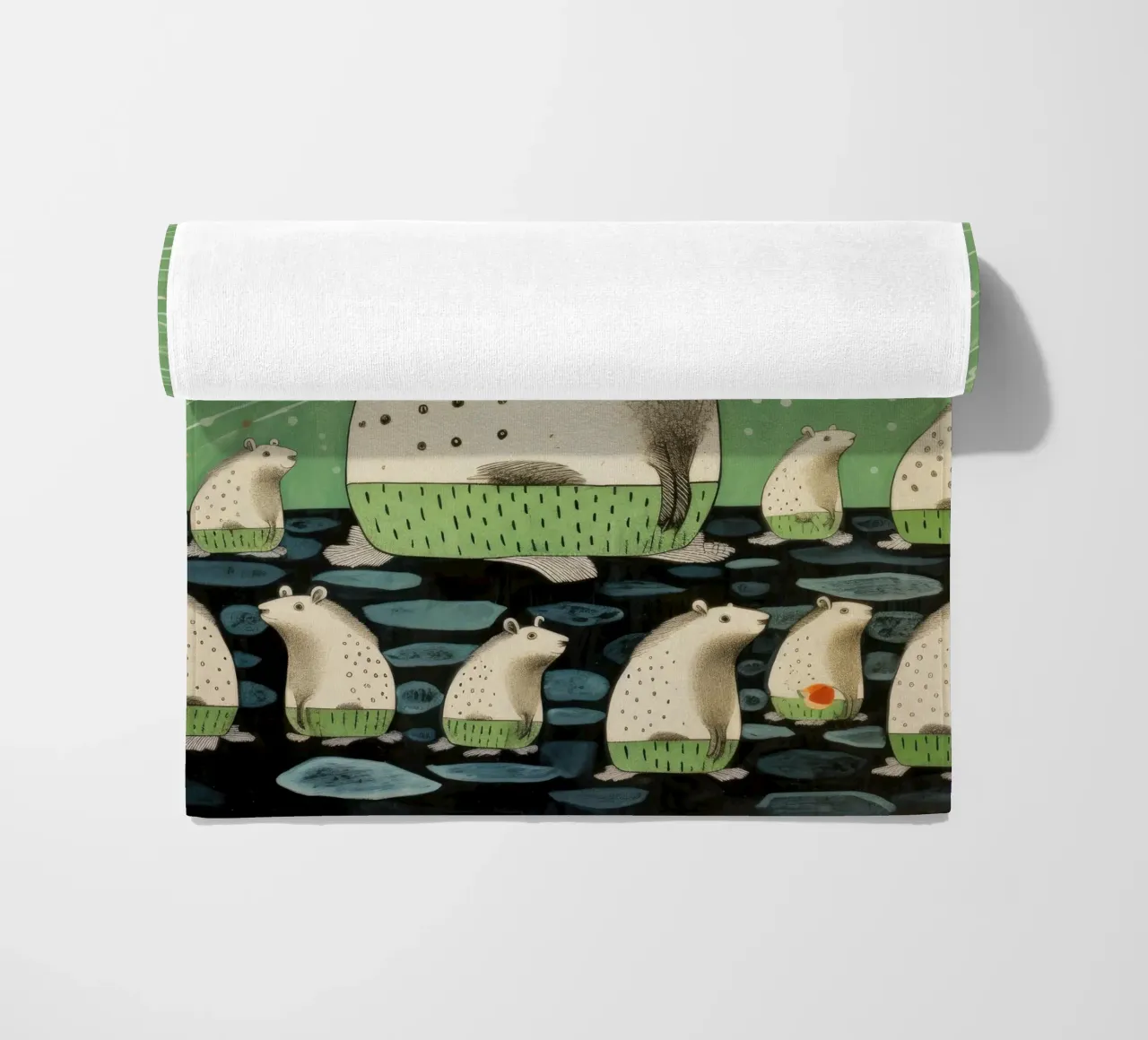 Capibara verde 4 telo mare da Minimal Animal Art