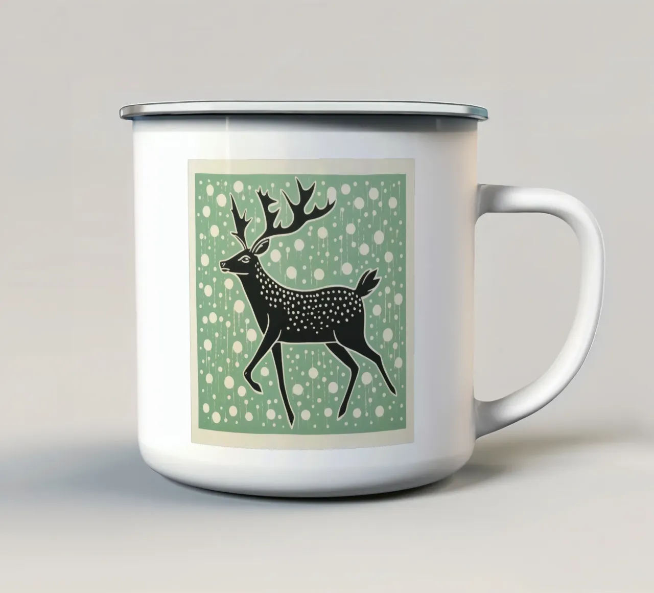 Caribù verde 1 tazza in smalto da Minimal Animal Art