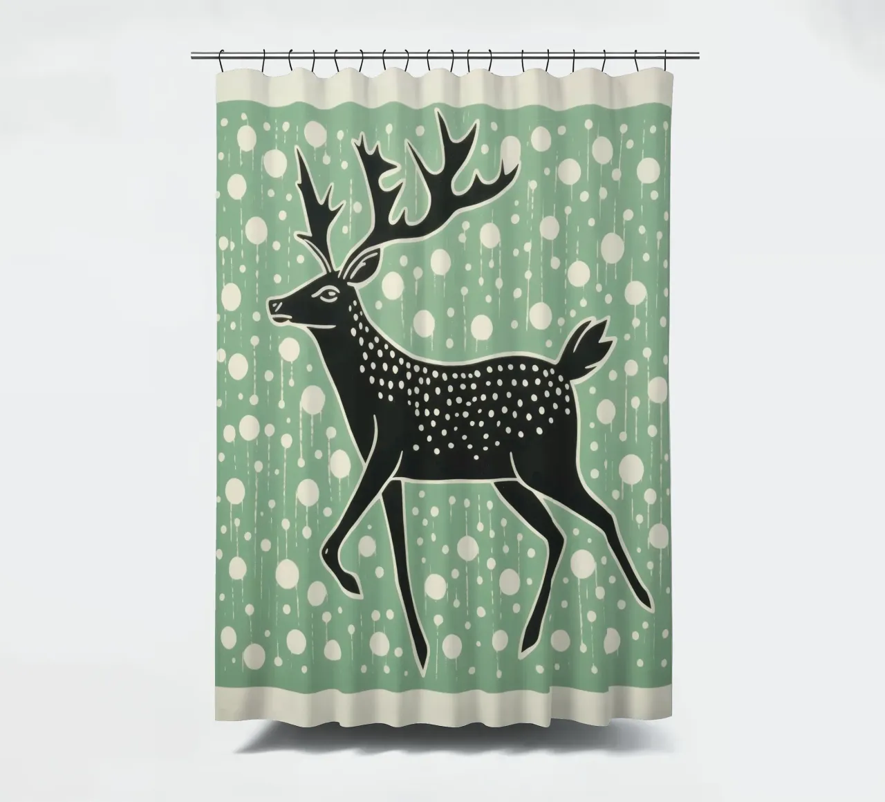 Green Caribou 1 shower curtain by Minimal Animal Art
