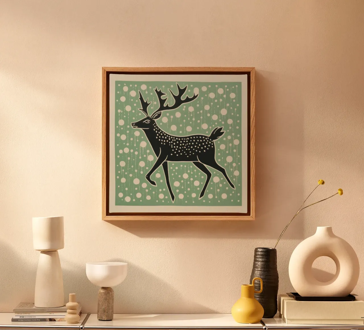 Green Caribou 1 canvas by Minimal Animal Art