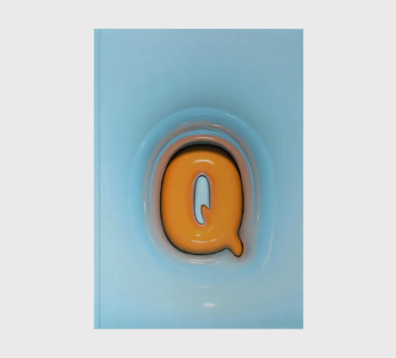 Bubblegum Inflate Initials Q Blue notebook by Malou-Studio