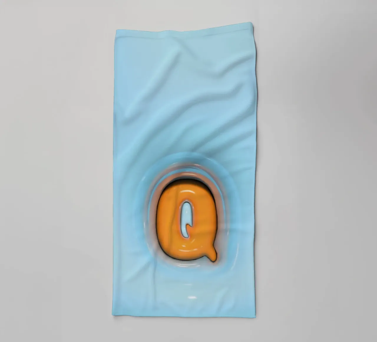 Bubblegum Inflate Initialen Q Blau Handtuch von Malou-Studio