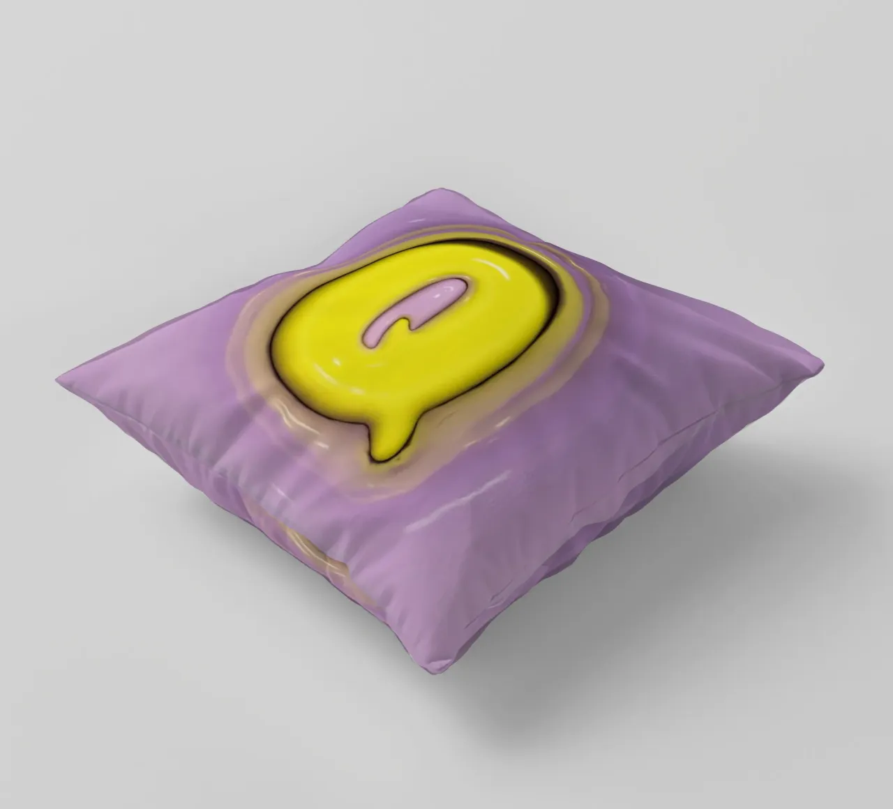 Bubblegum Inflate Initials Q Lila decorative cushion by Malou-Studio