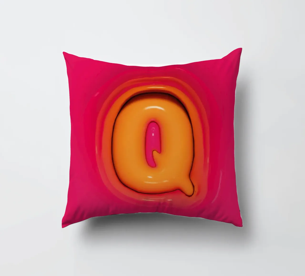 Gonfiaggio Bubblegum Iniziali Q Rosa cuscino da Malou-Studio