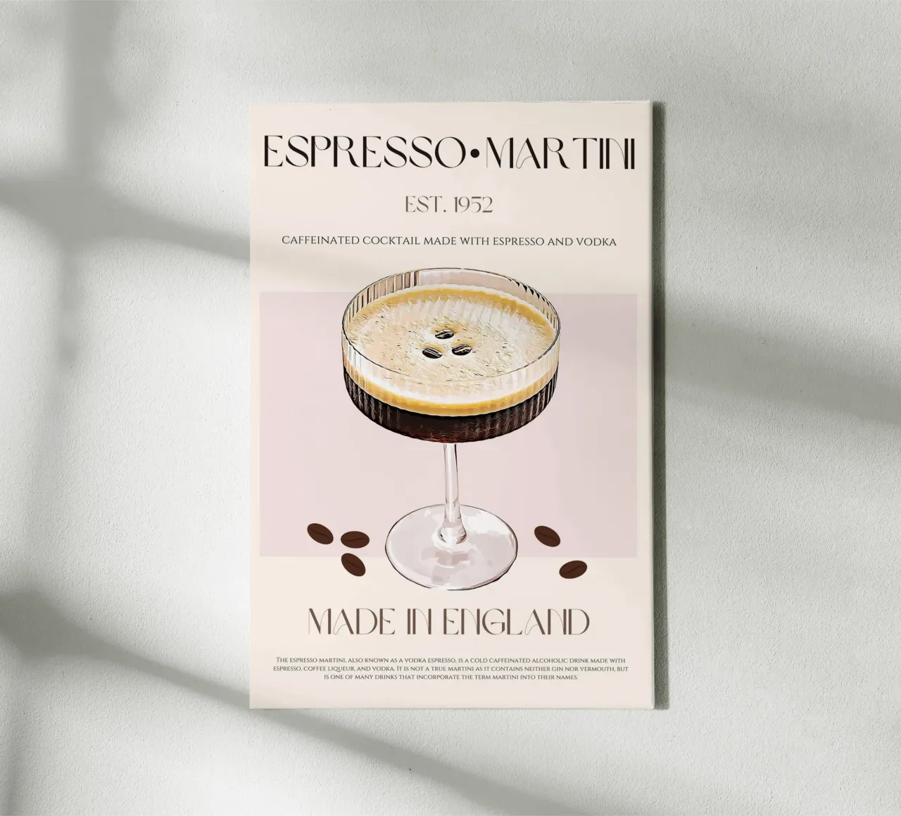 Espresso Martini Cocktail Print canvas by KOKRPrints