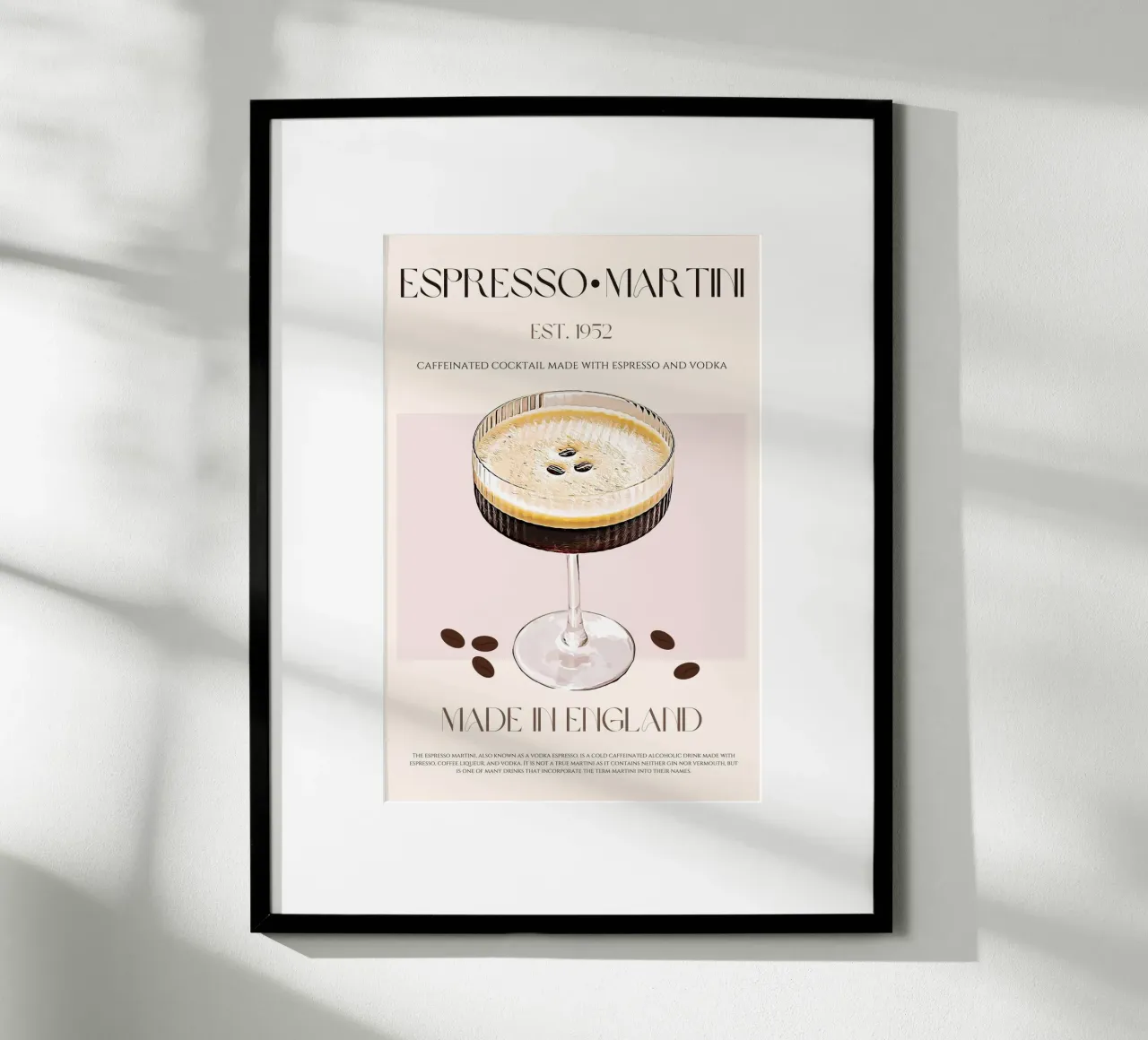 Espresso Martini Cocktail Print poster con telaio in legno da KOKRPrints