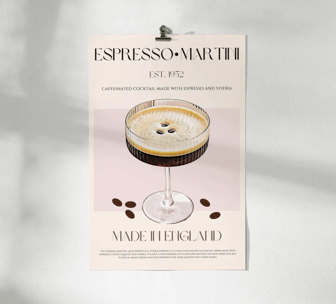 Espresso Martini Cocktail Print poster con telaio in legno da KOKRPrints
