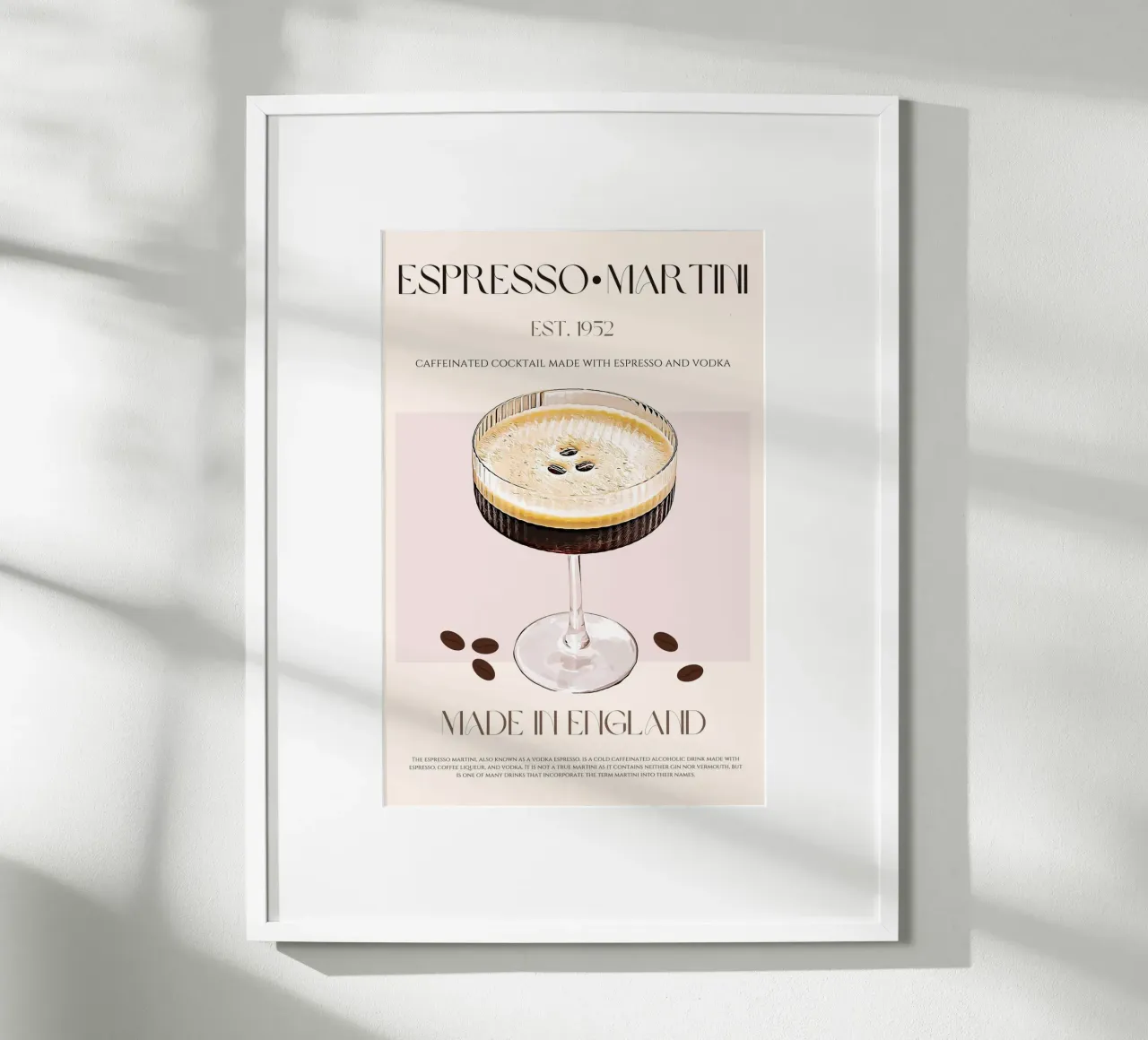 Espresso Martini Cocktail Print poster con telaio in legno da KOKRPrints