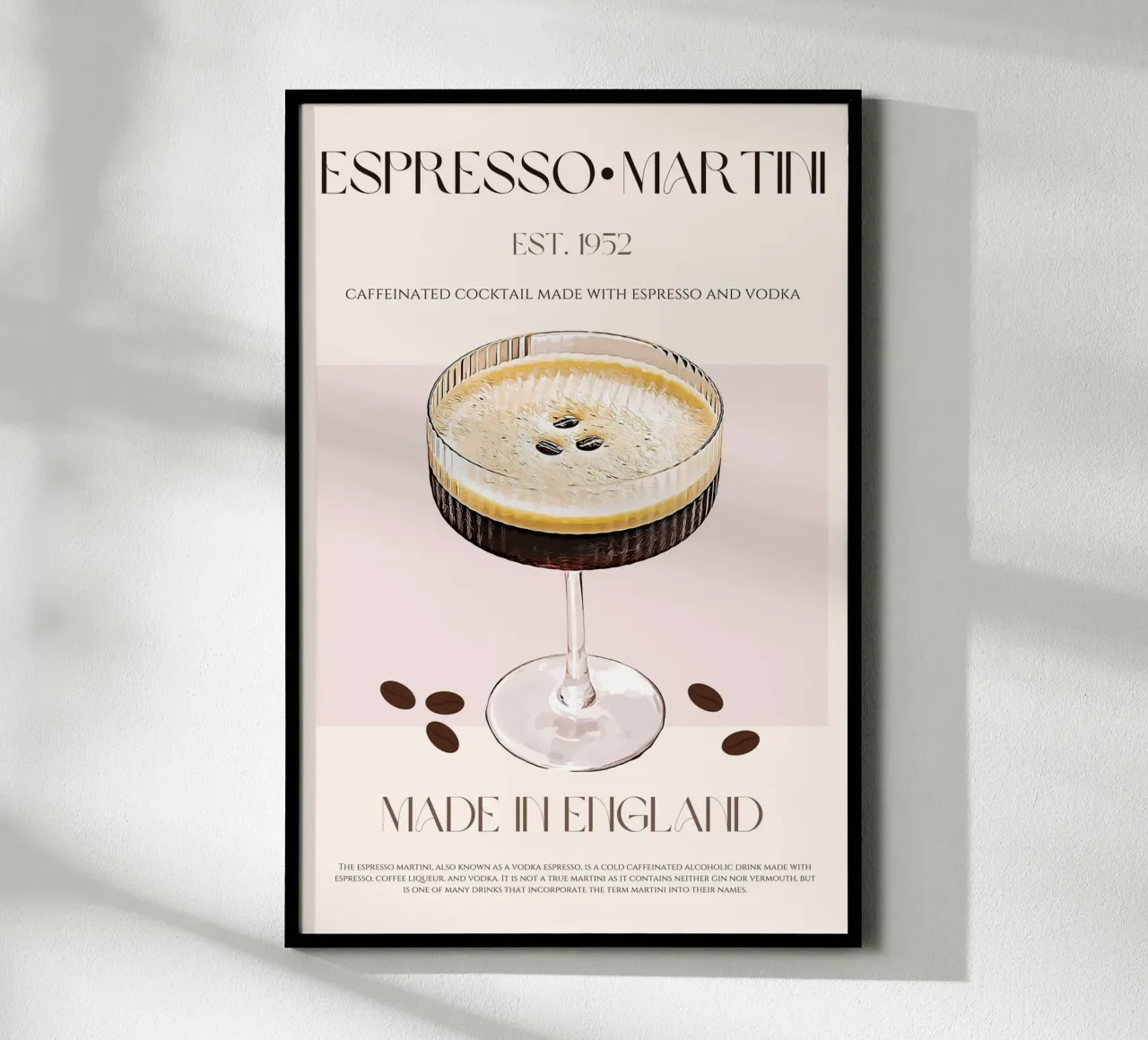 Espresso Martini Cocktail Print poster con telaio in legno da KOKRPrints