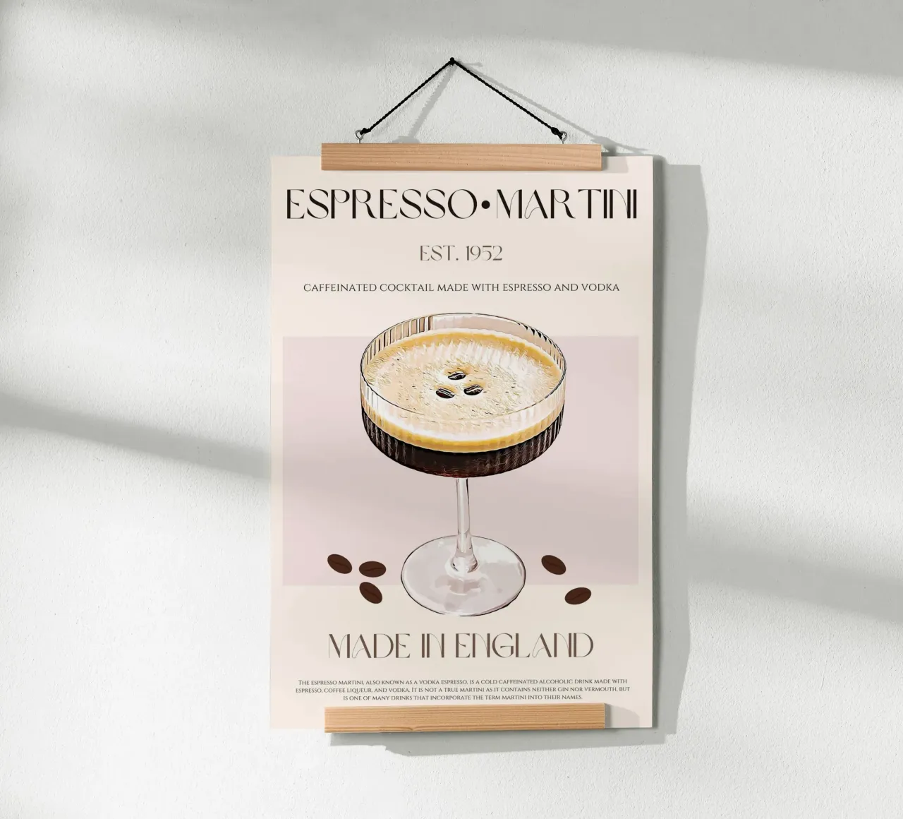 Espresso Martini Cocktail Print poster con telaio in legno da KOKRPrints