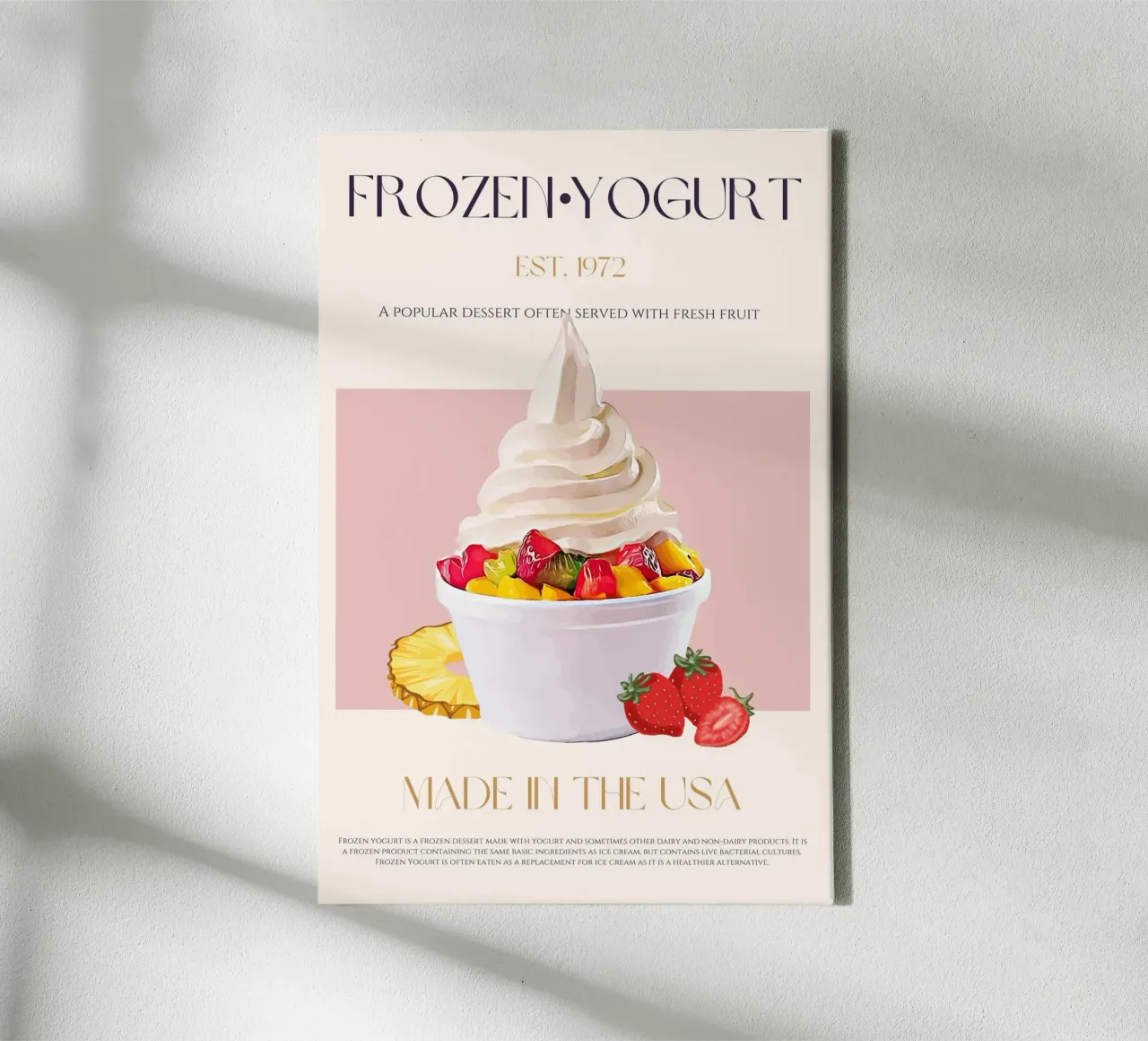 Frozen yoghurt print canvas met Baklijst van KOKRPrints