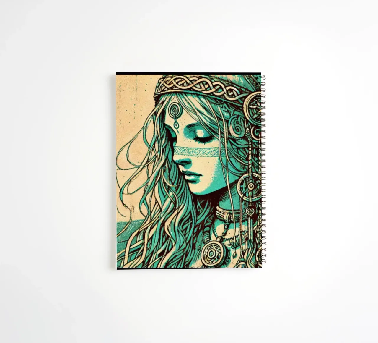 Celtic Pagan Woman - Vintage Posterdruck spiral notebook by posterprints-by-nomad