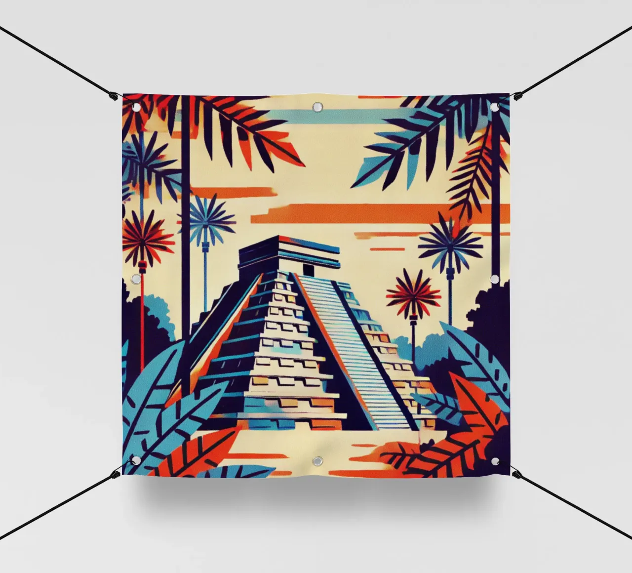 Tempio di Maya - Stampa poster d'epoca telo in pvc da posterprints-by-nomad