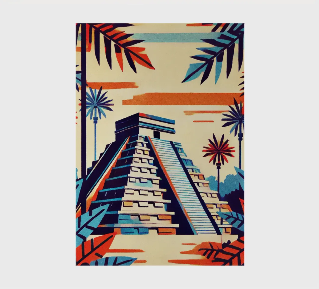 Maya Temple - Vintage Poster Print notebook by posterprints-by-nomad
