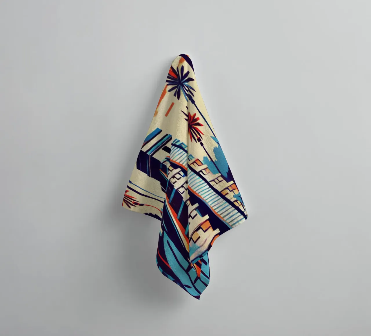 Maya-tempel - Vintage posterprint badhanddoek van posterprints-by-nomad
