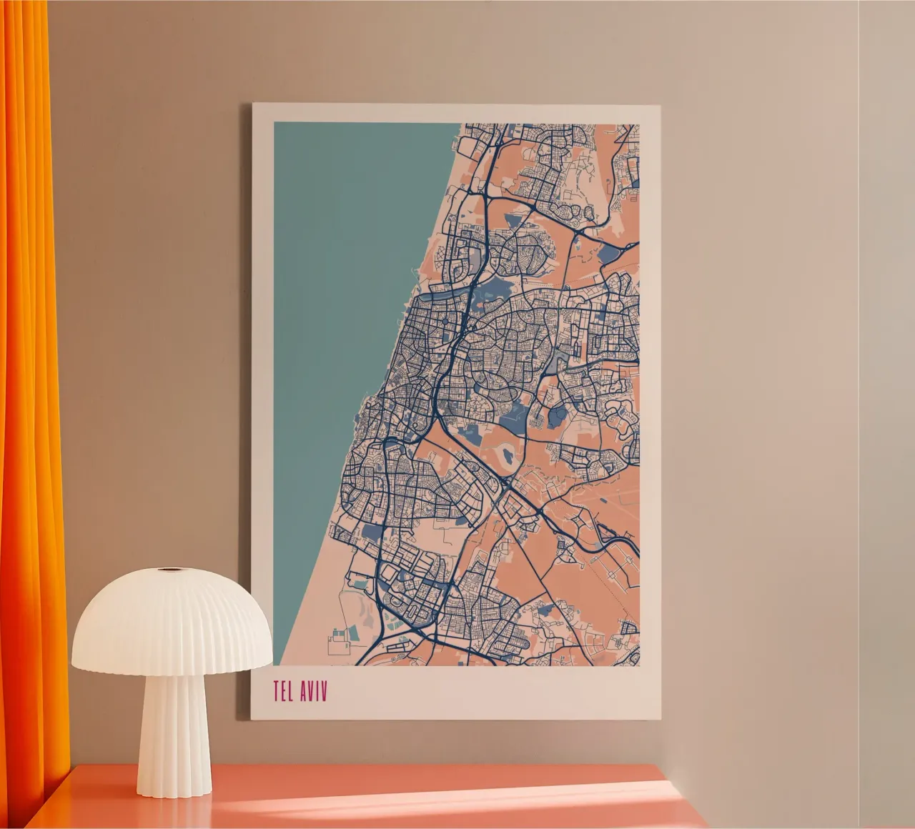Tel Aviv urbana tela con Cornice a cassetta da MOOODZART
