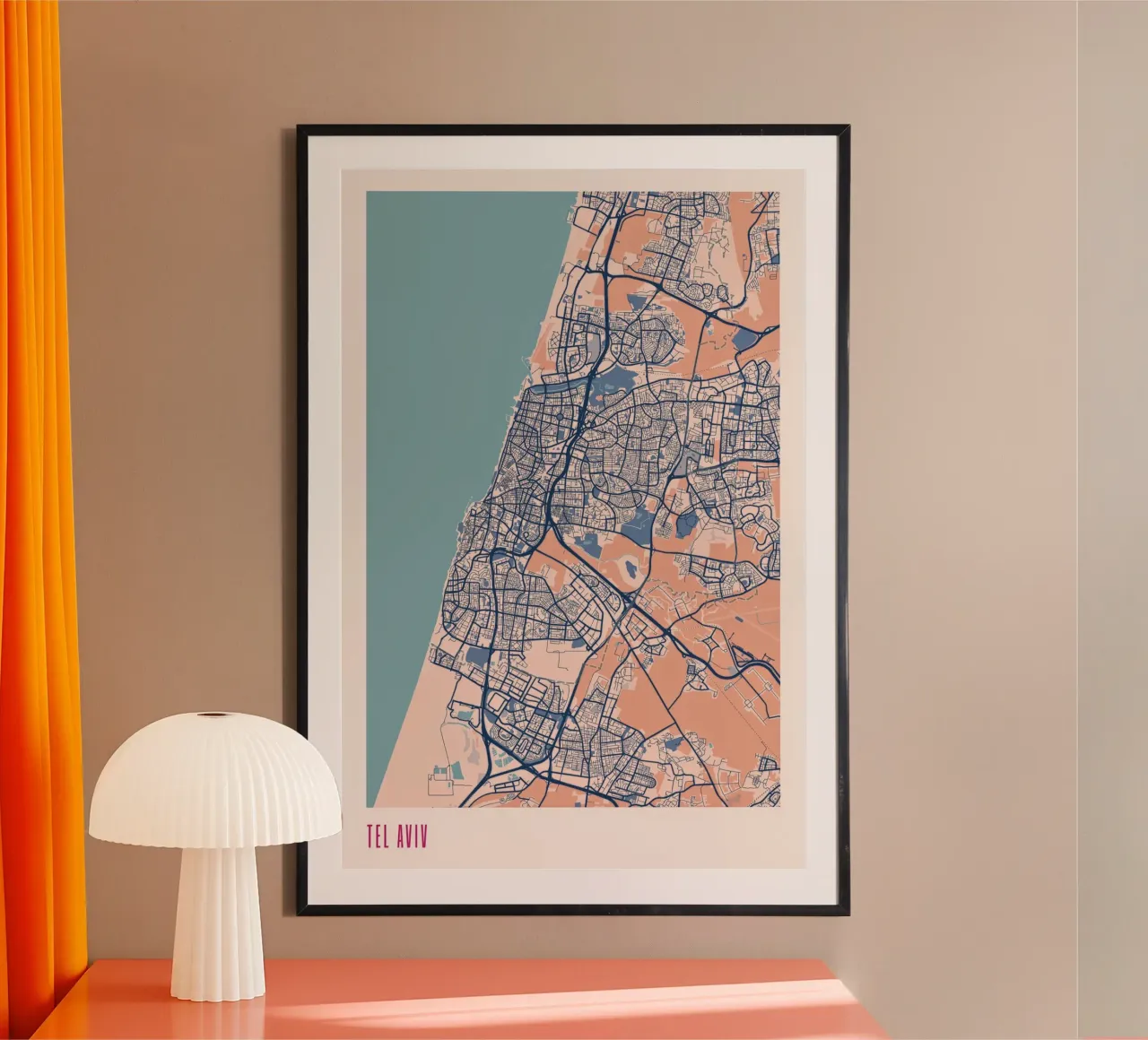 Tel Aviv urbana poster con telaio in legno da MOOODZART
