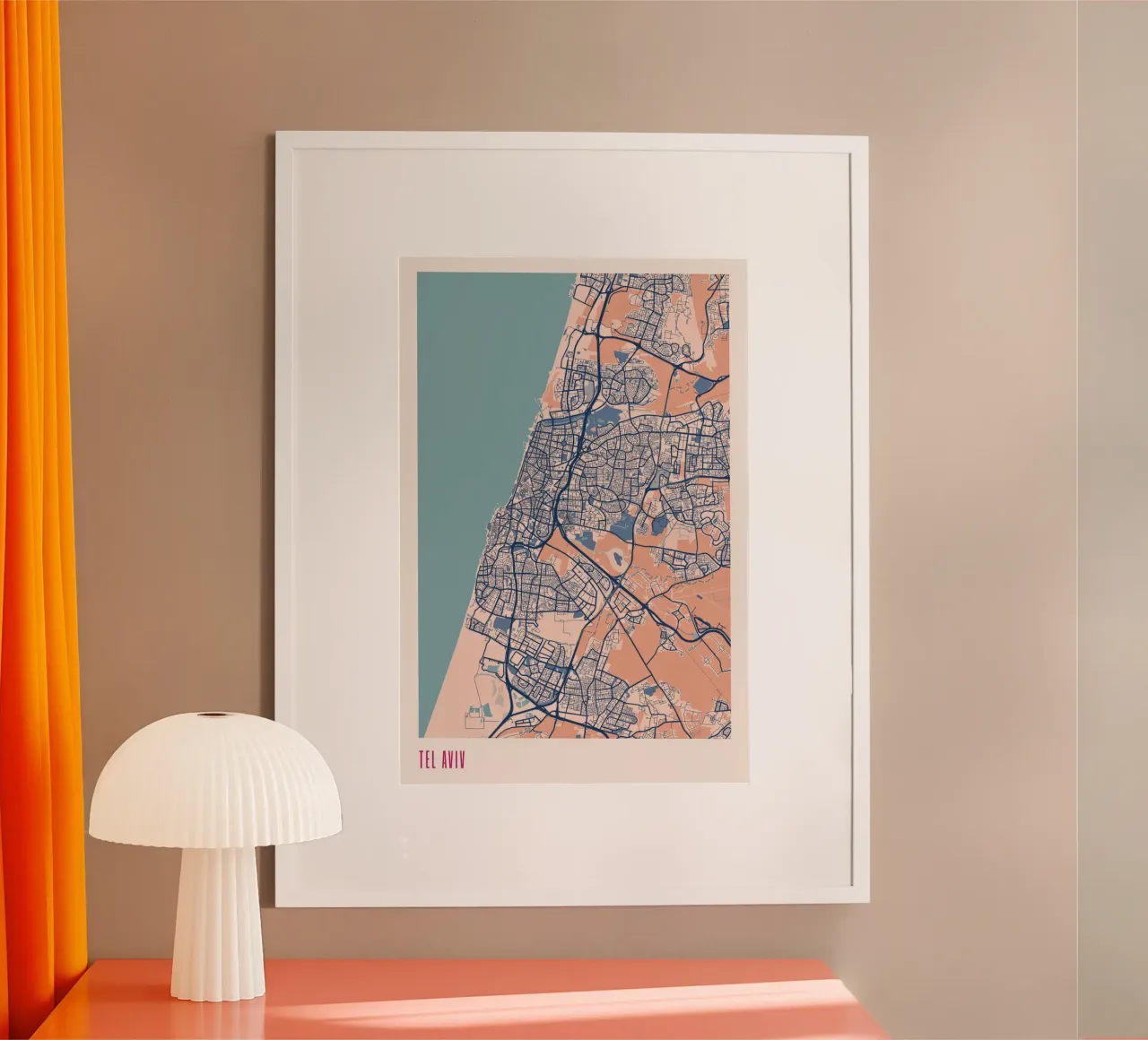 Tel Aviv urbana poster con telaio in legno da MOOODZART