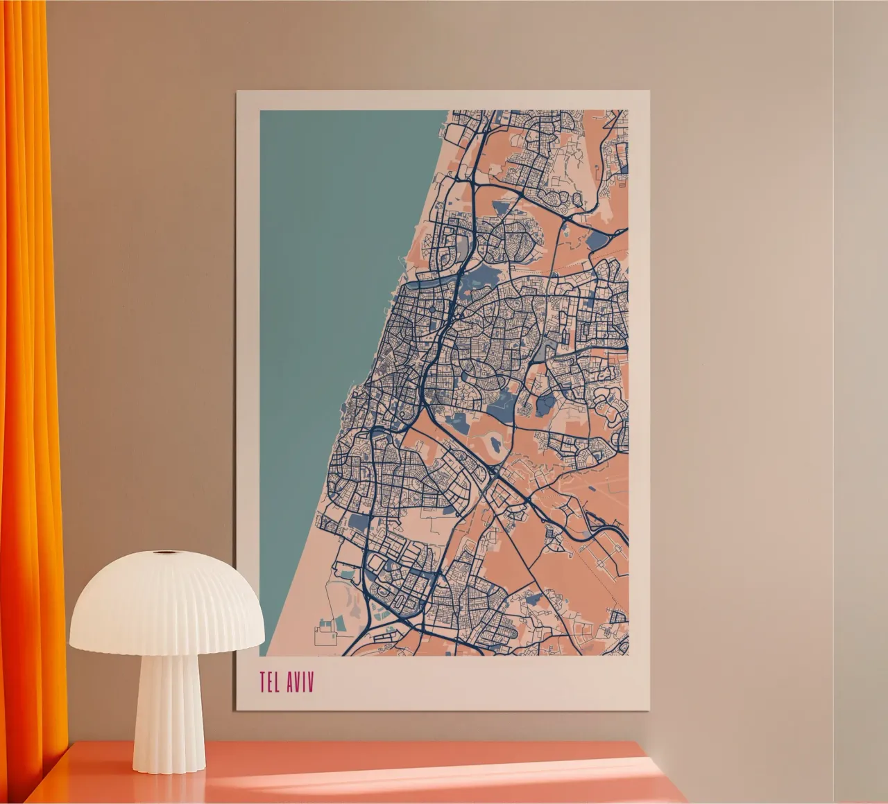 Tel Aviv urbana poster con telaio in legno da MOOODZART