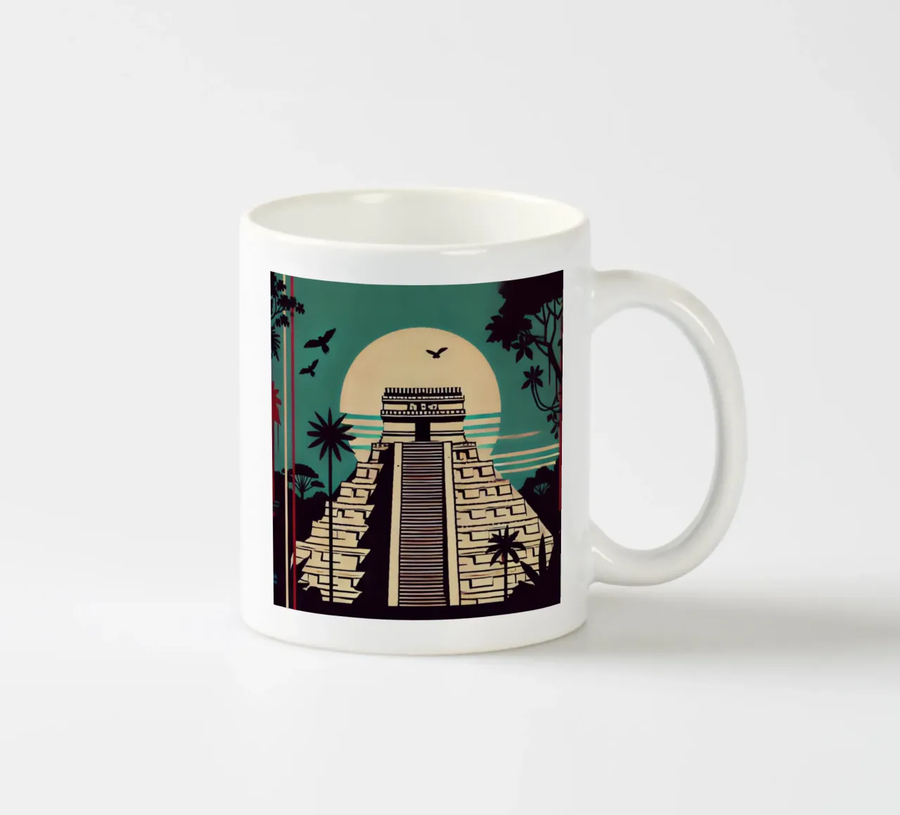 Tempio di Maya - Stampa poster d'epoca tazza in ceramica da posterprints-by-nomad