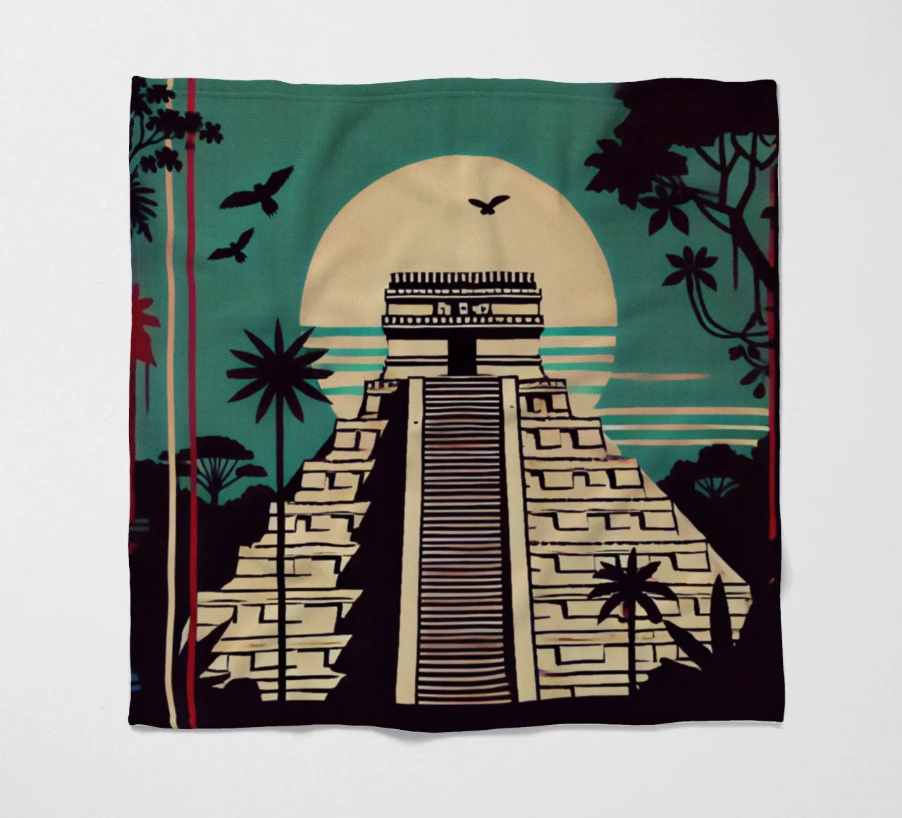 Tempio di Maya - Stampa poster d'epoca coperta in pile da posterprints-by-nomad