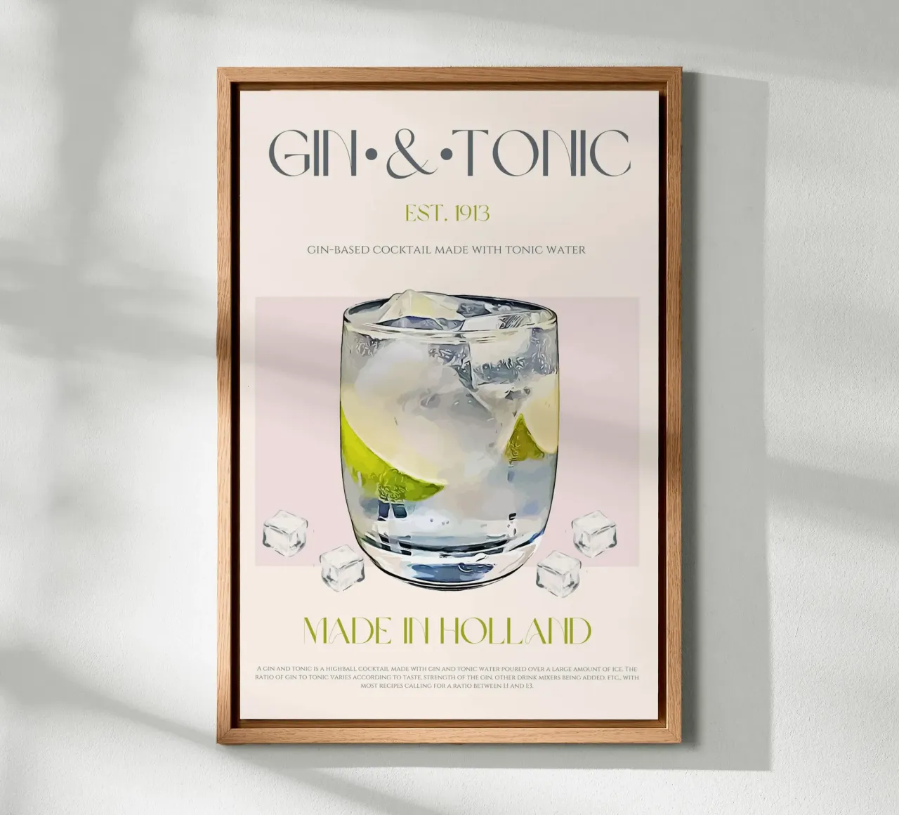 Gin & Tonic Cocktail Print canvas by KOKRPrints